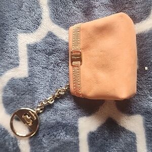 Salvatore Ferragamo Peach Suede Pouch Gold Chain Bag Purse Charm